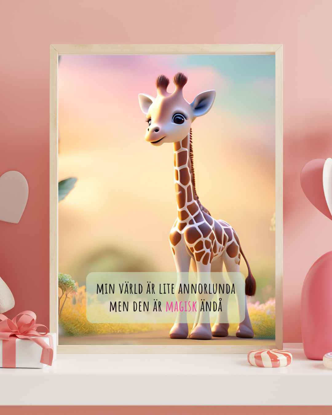 Poster - Giraff - Min värld är lite annorlunda men den är magisk ändå