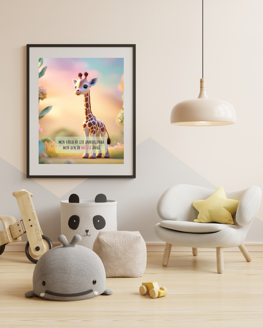 Poster - Giraff - Min värld är lite annorlunda men den är magisk ändå